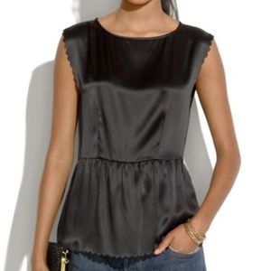Madewell Silk Scallop Peplum Top